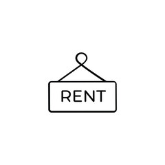 Rent Sign Line Style Icon Design
