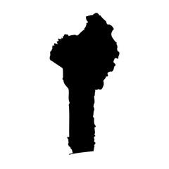 Benin high detailed vector representation of country silhouette in solid black on white background. For educational, decorative, or informational use showcasing the national outline.
