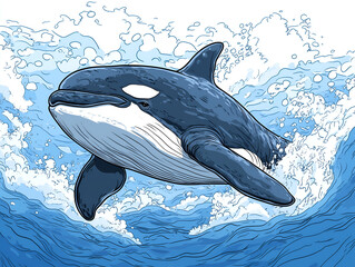 Obraz premium whale jumping out of water