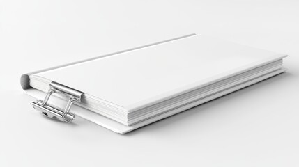 Isolated white binder clip on white background