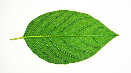 Obraz premium Green foliage concept. A vibrant green leaf showcasing intricate vein patterns and rich textures.