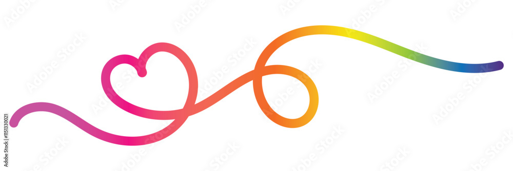 Poster abstract gradient line in the shape of a heart. a colorful symbol of love. design element for backgr