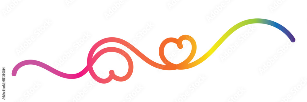 Poster abstract gradient line in the shape of a heart. a colorful symbol of love. design element for backgr