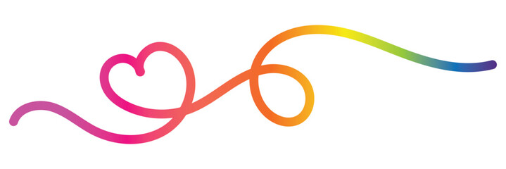 Abstract Gradient Line in the Shape of a Heart. A Colorful Symbol of Love. Design Element for Backgrounds and Valentines Day Posters.  Vector illustration. EPS 10