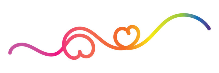 Abstract Gradient Line in the Shape of a Heart. A Colorful Symbol of Love. Design Element for Backgrounds and Valentines Day Posters.  Vector illustration. EPS 10