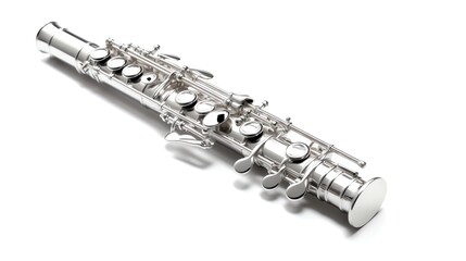 Fototapeta premium Silver flute isolated on white background. (3)