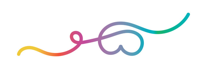 Abstract Gradient Line in the Shape of a Heart. A Colorful Symbol of Love. Design Element for Backgrounds and Valentines Day Posters.  Vector illustration. EPS 10