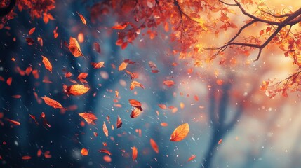Leaves swirling in the wind