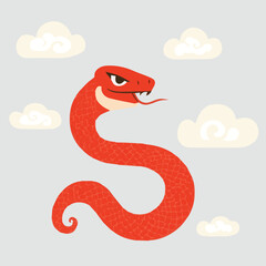 Snake silhouette icon Chinese newyear greeting card illustration