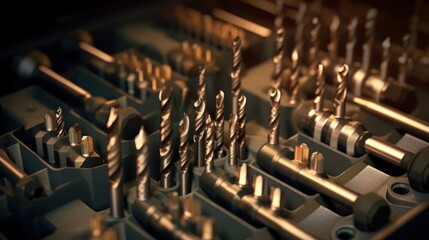 Close-Up of Drill Bits in a Case