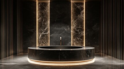 Modern Dark Marble Bathroom With Gold Accents
