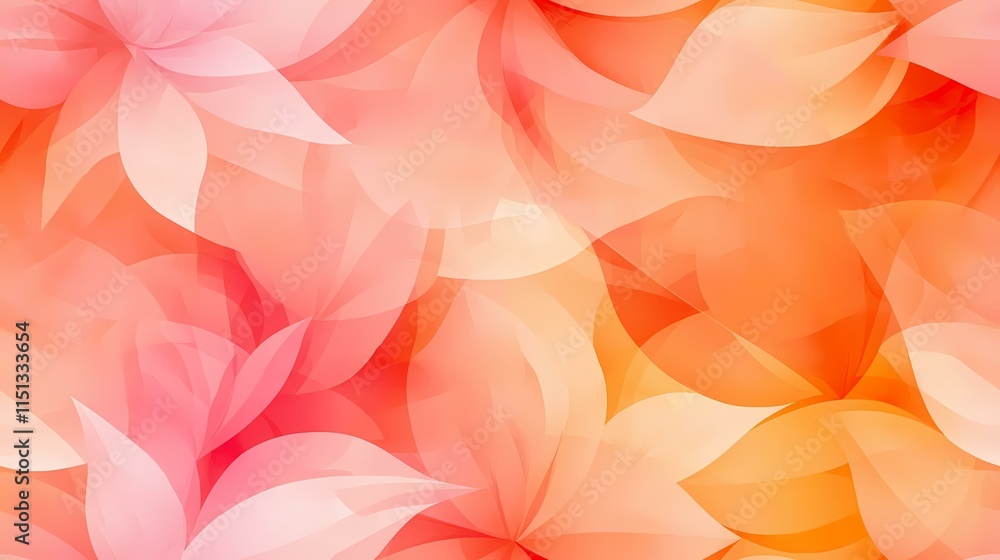 Poster the image contains a seamless pattern of abstract, overlapping, translucent petals in shades of cora