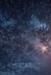 Obraz premium A dark blue sky with a blurred bokeh effect and colorful flashes, soft focus, colorful effect