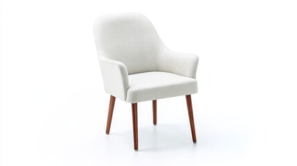 A stylish upholstered chair with wooden legs, perfect for modern interiors and adding comfort to any space.