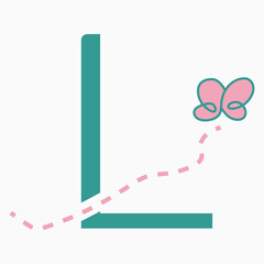 Obraz premium Initial letter L kids logo concept with butterfly symbol vector template. Kid logotype
