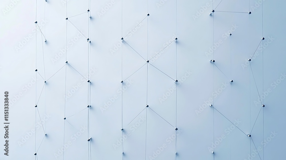 Poster Abstract network design with connecting lines and dots on a light background.