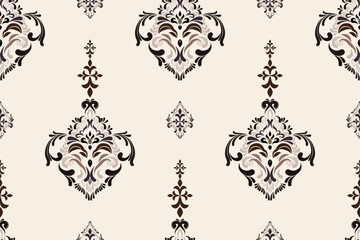 Fototapeta premium Motifs African boho paisley Floral Ikat pattern embroidery border. Ethnic ikat floral Ethnic Indian Pattern Ikat pattern Ethnic Pattern.Border indian floral Aztec embroidery border seamless patterns.