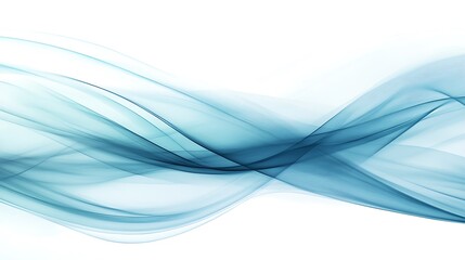 Fototapeta premium Abstract teal flowing lines on white background.