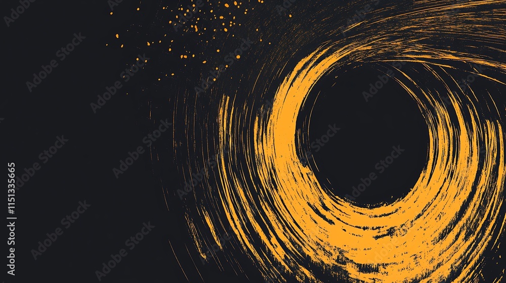 Aufkleber abstract swirling vortex design with dark background and gold speckles.