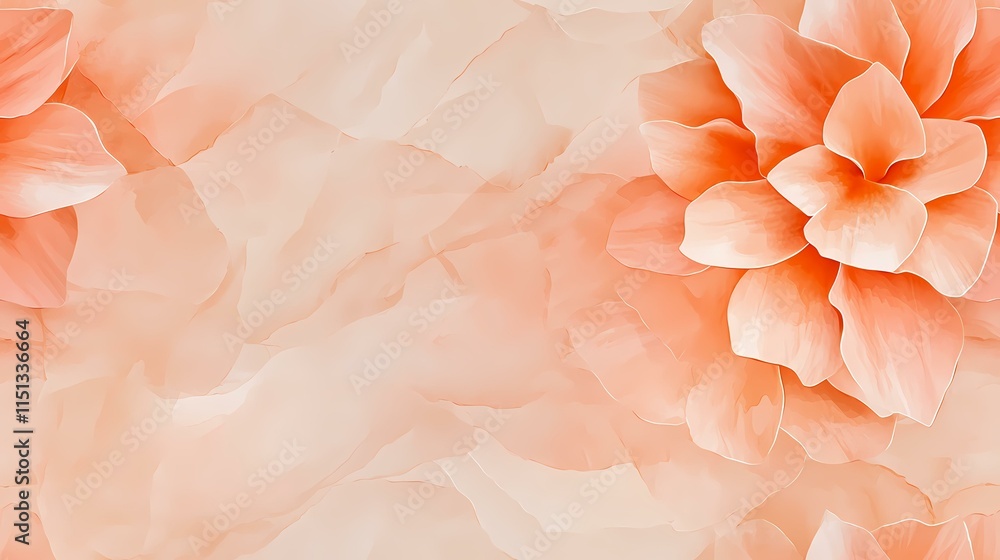 Poster the image contains two peach-colored flowers partially visible against a background of peach-colored