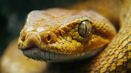 Obraz premium Close-up of a Yellow Boa Constrictor's Face