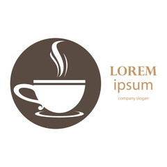 logo design of hot coffee in a glass with smoke