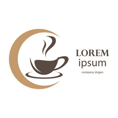 logo design of hot coffee in a glass with smoke