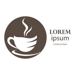 logo design of hot coffee in a glass with smoke