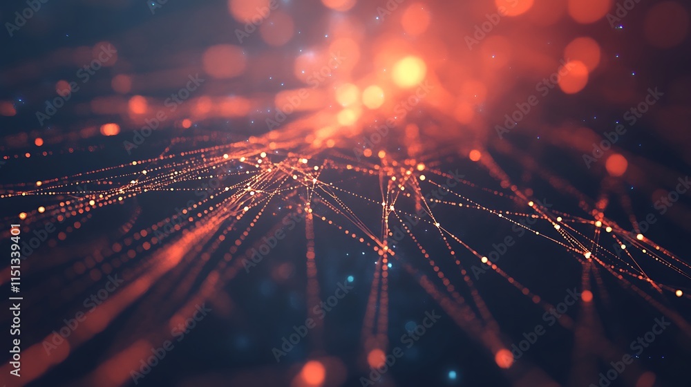 Aufkleber Abstract network of glowing particles.
