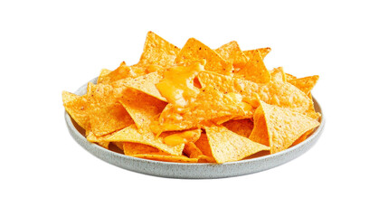 Close-Up of Cheesy Nachos in a White Dish on Black Background