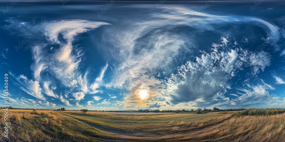 Poster wide angle lens capture of dramatic skies. perspectives distort, enhancing the width and dynamism of
