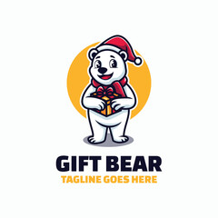 Gift Bear Simple Mascot Logo