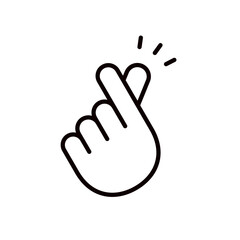 指ハート・ファンサービスのイラスト＿編集可能なラインアイコン