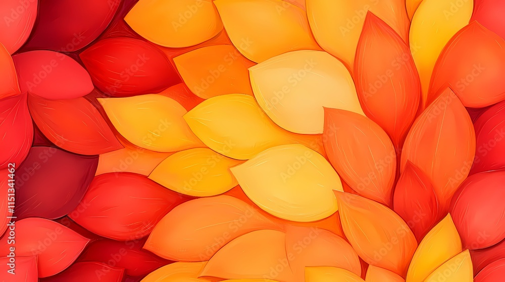 Aufkleber the image contains a pattern of overlapping, petal-like shapes in shades of red and orange, creating