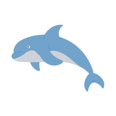 Obraz premium dolphin swimming gracefully with a friendly expression in a simplistic style