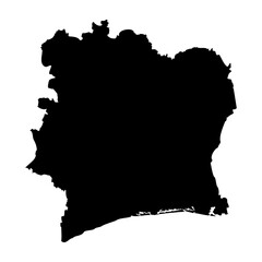 Ivory Coast high detailed vector representation of country silhouette in solid black on white background. For educational, decorative, or informational use showcasing the national outline. © pyty
