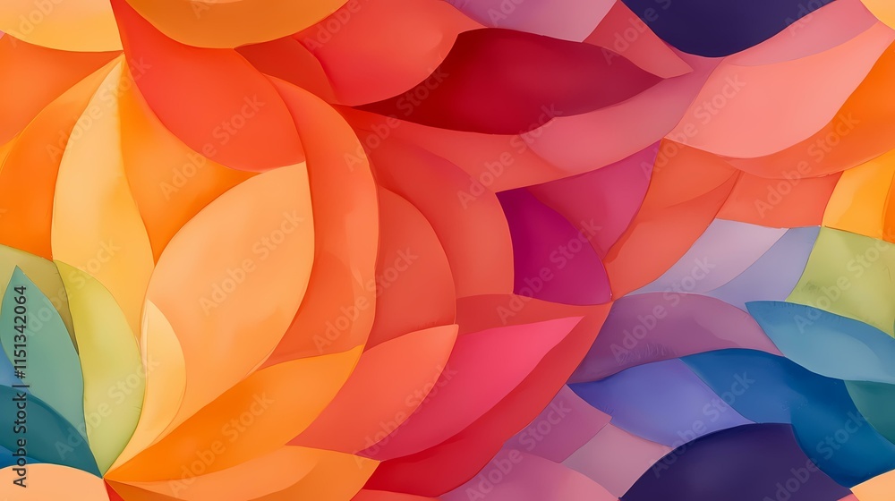 Aufkleber the image contains an abstract design composed of overlapping, curved shapes in a variety of warm an