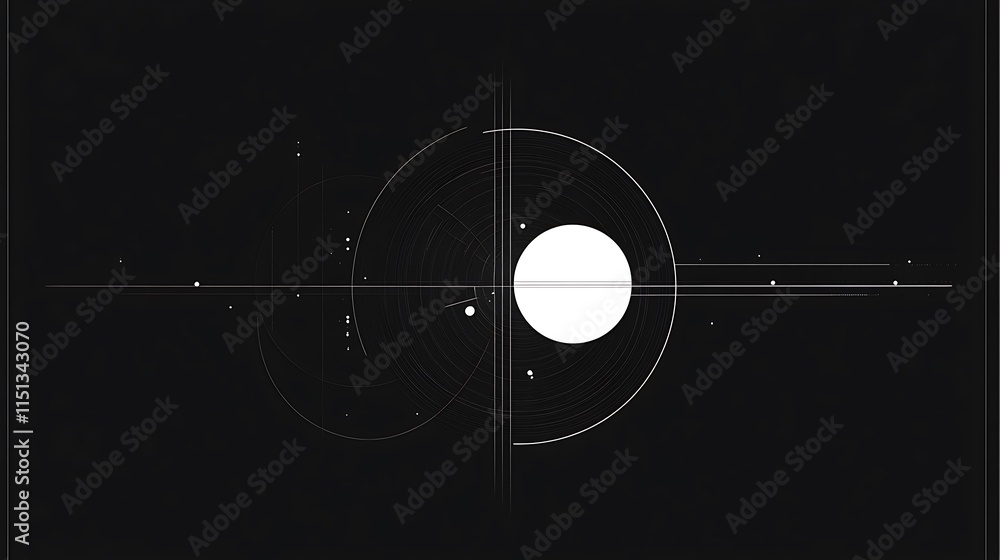 Aufkleber Abstract graphic design with concentric circles and lines.