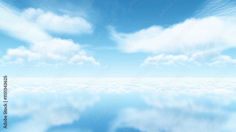Poster a horizon filled with wispy clouds under the soft light of dusk, designed for delicate text placemen