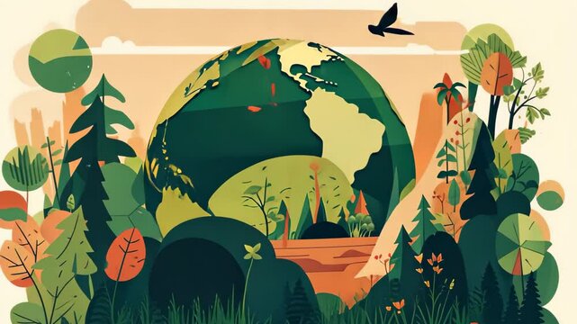 World environment and earth day concept flat illustration background. 