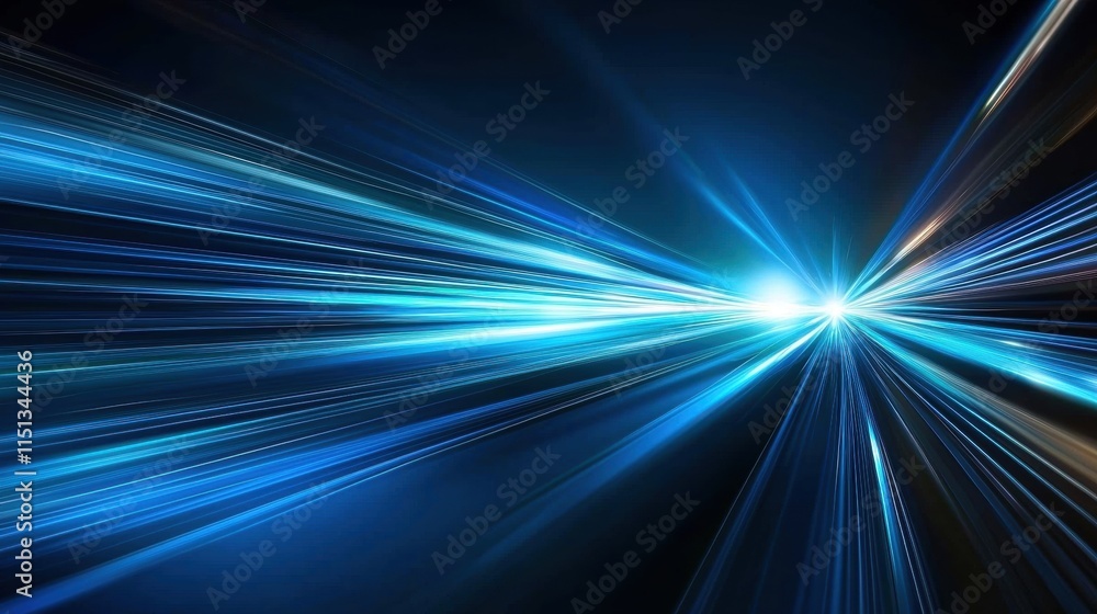 Poster dynamic abstract blue light streaks on a dark background creating a futuristic and energetic visual 