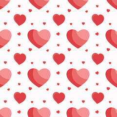valentines seamless pattern. big and small red hearts. romantic and love background. valentine's day design