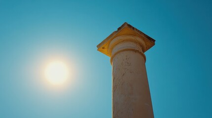Ancient Column Under Bright Sun