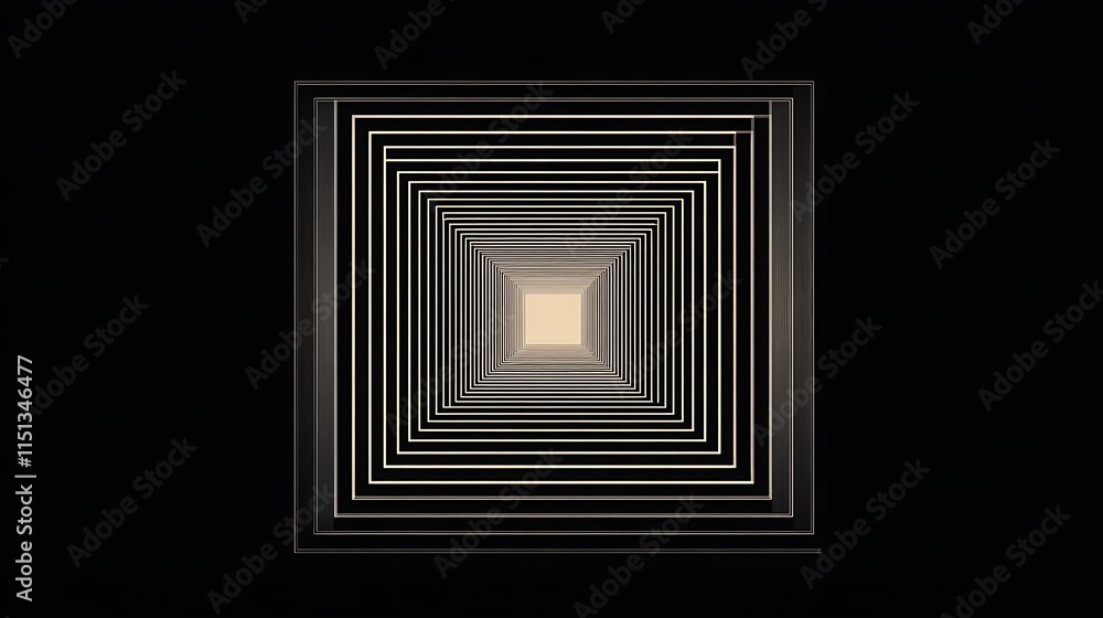 Aufkleber abstract tunnel of concentric squares leading to a central light source.