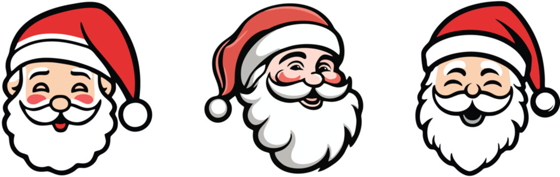 Set Of Santa Claus vector illustration logo design black and white background