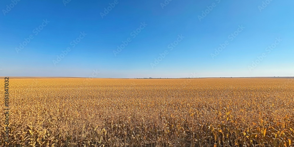Poster field corn showcased in a vast field under a clear blue sky, perfect for field testing and analysis 