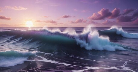 Fototapeta premium dreamy oceanic scene with swirly purple waves, tranquil, dreamy