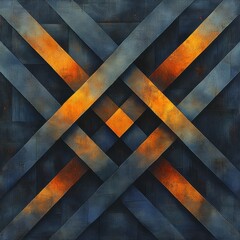 Series of intersecting lines in blue and orange