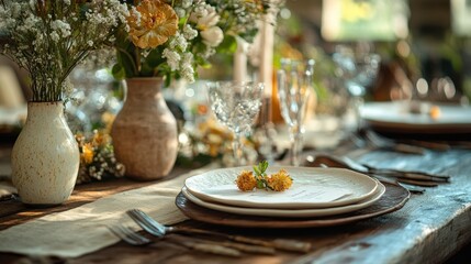 Naklejka premium Rustic-themed invitation for a garden party, incorporating natural textures, earth tones, and floral motifs for an inviting feel.