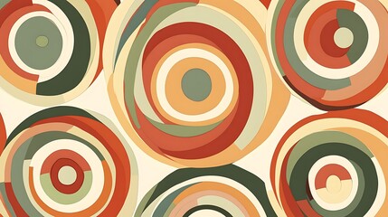 Fototapeta premium Abstract circular design with layered, swirling, and overlapping circles in warm tones.